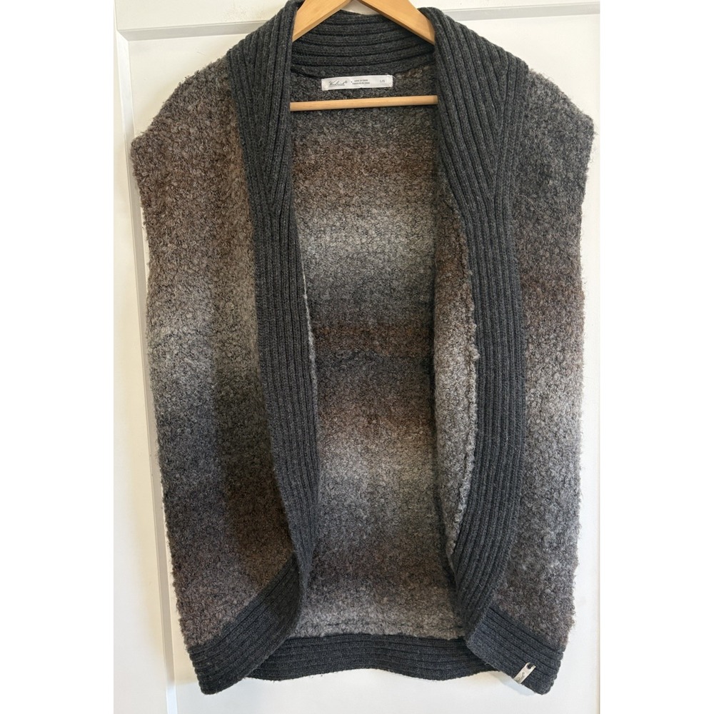 Woolrich Ombre Sweater Vest Women Large L Bouclé Open Front Shawl Collar Knit